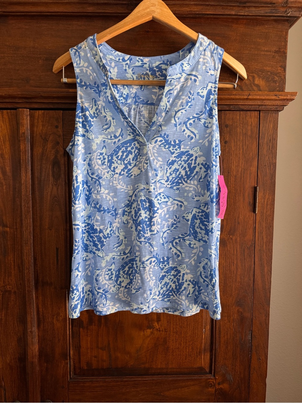 Lilly Pulitzer Dev Knit Top Blue Pero Turtley Awesome New With Tags
